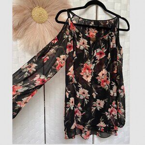 WHBM Floral Cold Shoulder Blouse Size M